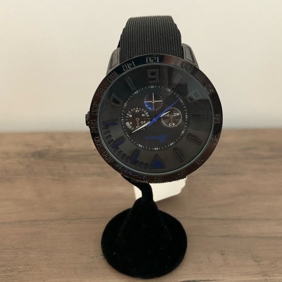 Geneva Accessories Geneva Black And Navy Large Face Watch Poshmark